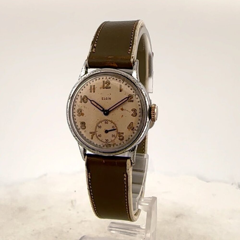 Vintage Elgin Military 15 Jewel Men's Mechanical Wristwatch 554 USA w Star Dial
